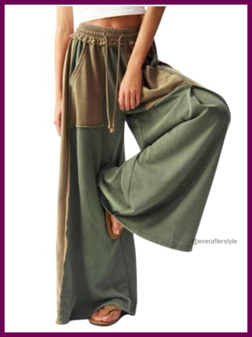 RoseSeek Women's Wide Leg Baggy Sweatpants Drawstring Waist Loose Fit